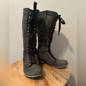 J Shoes Black Lace-Up Boots